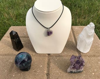 Amethyst Pendant in Silver Wire