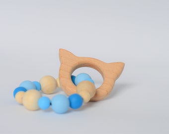 Teething rattle teething toy animal teether shaped rattle sensory