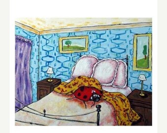 25% off Ladybug Sleeping insect Art Print