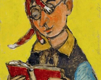 READER WITH CATS limited edition print