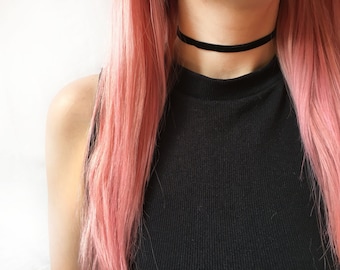 Thin black velvet choker - black choker necklace