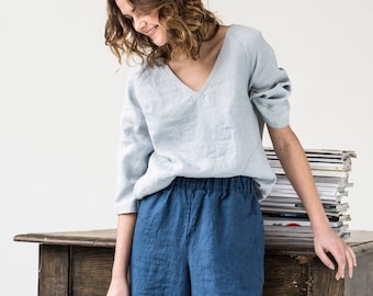 Linen wide leg LYON MIDI pants / Linen culottes /skirt - pants available in 34 colors