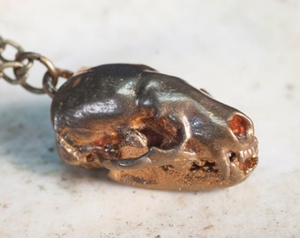 Animal Skull Necklace Badger Skull Metal Badger Charm Pendant Bronze Antique Bronze