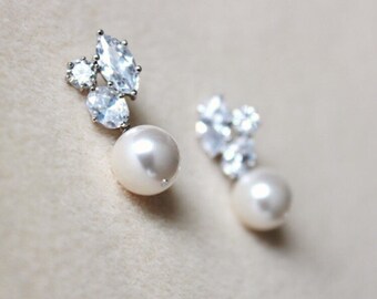Bridal Earrings Pearl Wedding Jewelry White Ivory Cream Swarovski Crystal Pearl Earrings Bridesmaid Earrings Bridesmaid Gift Jewelry