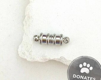 Set of 5 • Silver Magnetic Barrel Clasps || DONATES to ANIMALS || Easy Minimal Closure Wholesale Jewelry Findings Supply Tibetan Geometric