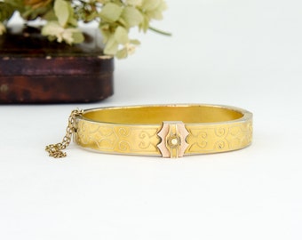 Etruscan Revival Antique Gold Victorian Bangle Bracelet | Antique Victorian Bracelet | Victorian Gold Antique Bracelet