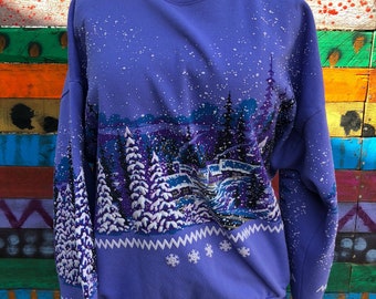 large- 90s puffy paint winter wonderland sweatshirt