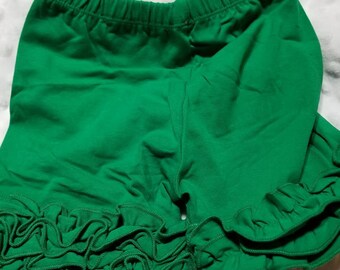 green ruffle shorts