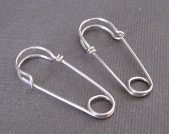 SAFETY PIN earrings - medium 1.25 inch - sterling silver - hoop earrings - punk jewelry, fun earrings