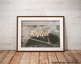 Black and white poster: Refelct - customizable - gilding - color-decoration - living room - bedroom