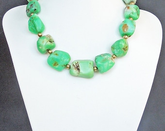 Green chrysoprase and sterling silver necklace