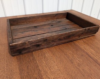 Antique Crate - Vintage Wooden Tray - Rustic Wood Tray - Wooden Coffee Table Tray