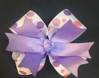 Pink and purple polk a dot Hairbow