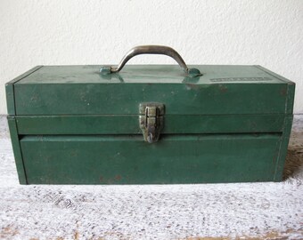 Vintage Green Companion Metal Utility Tool Box ~ Industrial Box ~ Metal Box ~ Industrial Decor