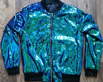 SEQUIN Jacket in MERMAID green/blue