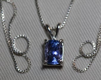 Tanzanite Necklace, Certified Tanzanite Pendant 1.78 Carats Cut, Sterling Silver, Real Genuine Natural Blue Tanzanite Jewelry