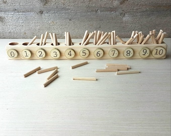 Montessori Toys, Counting Toy, Preschool Toys, Numbers Toy, Wooden Toys, Natural Wood, Educational, Fine Motor Skills, 3rd Birthday Boy Girl