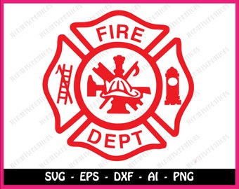 Fire department svg, fire dept svg, firefighter svg, maltese cross svg, svg file for cricut, silhouette, svg files, svg, instant download