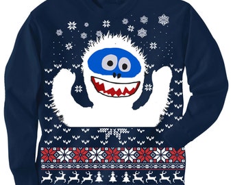 KIDS Christmas sweater Tee -- BUMBLE SNOWMAN Yeti Abominable - long sleeve t shirt - kids toddler youth sizes