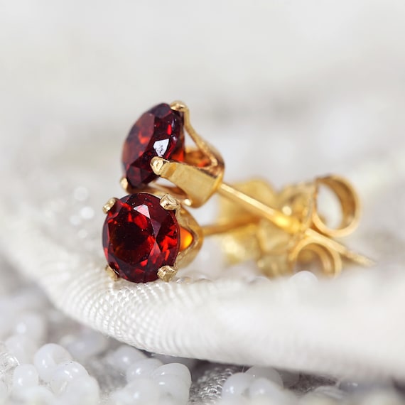 Garnet Stud Earrings - January Birthstone Jewellery