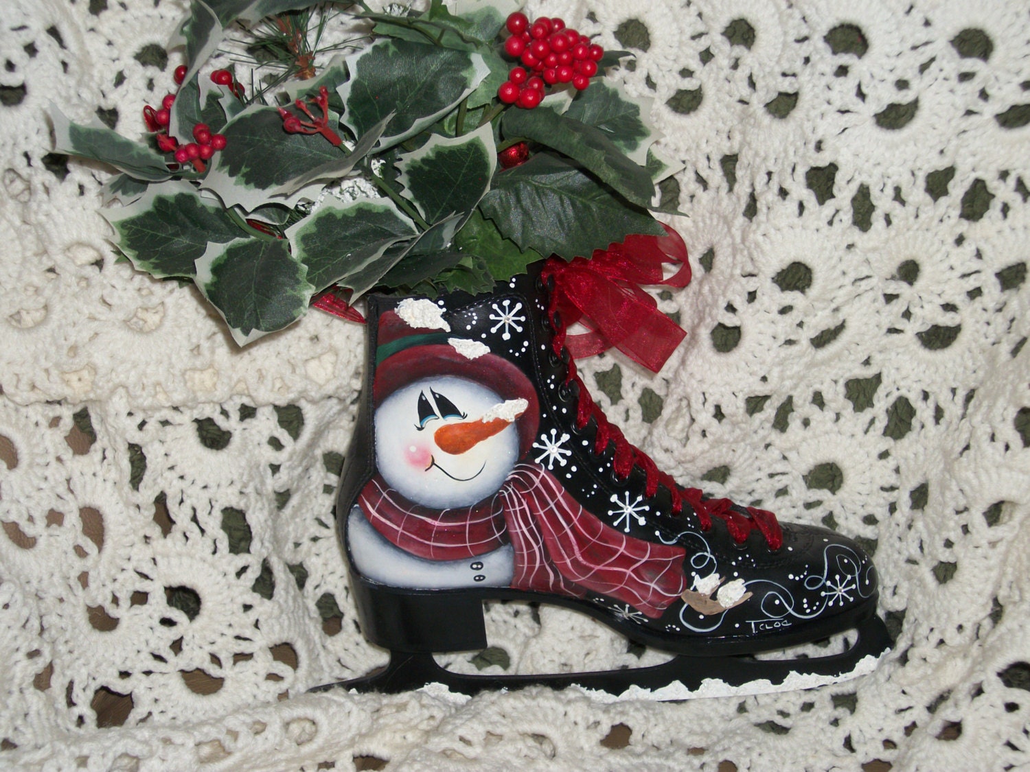 Hand painted ice skate