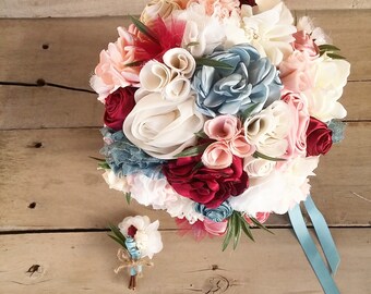 Burgundy bouquet, winter wedding bouquet, boho bouquet, ready to ship