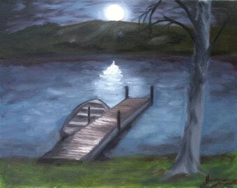The Lake At Night Painting