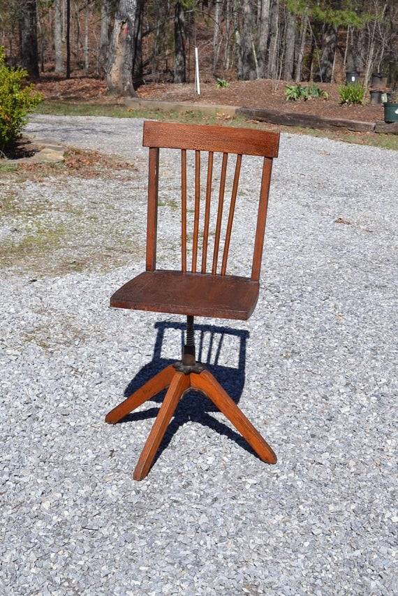 Vintage Child Desk Chair Wood Swivel Seat Antique Wooden Chair Like this item? - Vintage Child Desk Chair Wood Swivel Seat Antique Wooden Chair