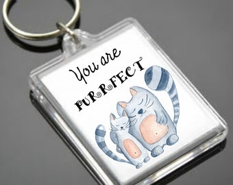 Cat Keyring - Watercolour Cat Keyring - Valentines Day - Cat - Valentines Gift - Keychain - Cat Keychain - Acrylic keyring - gift for him