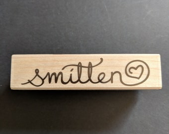 Smitten Wood Mounted Rubber Stamp