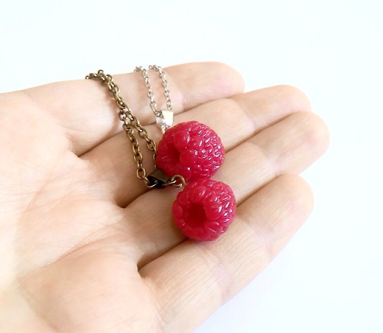 Raspberry Necklace Raspberry Jewelry Gifts Red Raspberry