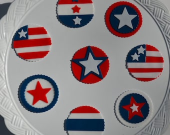 4th of July fondant cupcake toppers, Patriotic Cupcakes