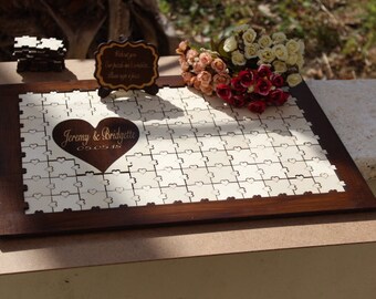 Wedding guest book puzzle, custom puzzle, custom wedding accesories, custom wedding guest book alternative, custom guestbook puzzle