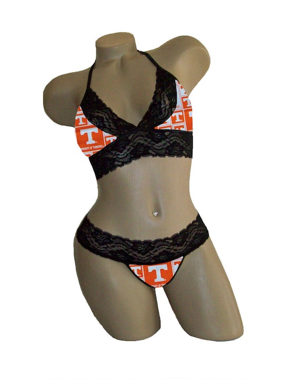 Sexy Tennessee Vols Volunteers NCAA Lingerie Black Lace Cami