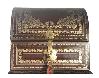 Antique Leather Letter Box A. Casciani-Roma Italy FREE SHIPPING!
