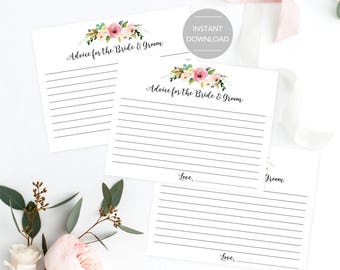 Wedding Advice Cards, Advice for the Bride and Groom Cards, Printable Wedding Advice Cards, Printable Advice Cards, Instant Download File