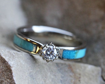 Turquoise Engagement Ring and Turquoise Wedding Band Turquoise Engagement Ring and Turquoise Wedding Band