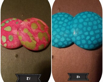 Fabric covered button earrings