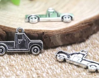 8 Truck Charms Antique Silver Tone