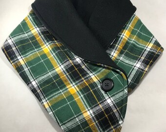 Fleece neckwarmer - Green & Yellow Plaid