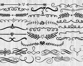 31 Text Dividers SVG | Text Ornaments | borders | printable | digital | vector | instant download | swirls | decoration
