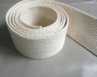 3 Yards, 2 inch (5 cm./50 mm.), Cotton Webbing, Natural White Cotton Webbing,High Quality, Bag Straps,Purses Straps,Belting,Tote Bag Handle
