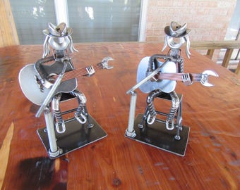 Neil Young Metal Art Figurine-Crosby Stills & Nash-Buffalo Springfield-Crazy Horse-Welded Art-Scrap Metal-Railroad Spikes-Guitar-Music