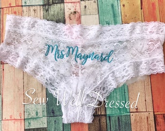 Monogram Bride Panties/ Bridal underwear/ Bridal Panties/ Wedding Day underwear/ Monogram Bride Panties/ Something Blue/Wedding Lingerie/