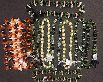 Kukui Nut With Shell and Green silk Combination LEI