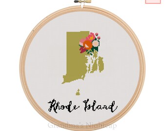 Rhode Island Cross Stitch Pattern Modern Cross Stitch Pattern Counted Cross Stitch Pattern Rhode Island Art Rhode Island State Art
