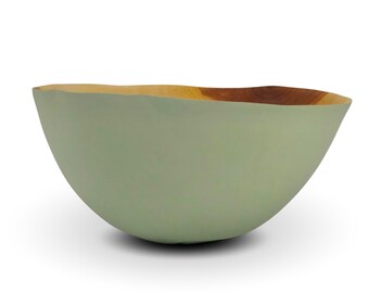 Colorful Wood Bowl - Apple Wood Bowl - Handmade Wood Bowl - Sage Green Colored Bowl