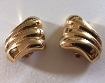 REVLON Gold Metal Clip On Earrings