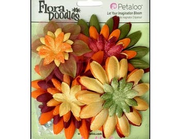 Set of 25 flowers fabric fall "petaloo" embellishment scrap *.