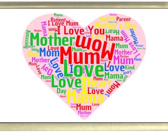 Mother Word Cloud Fridge Magnet 7cm by 4.5cm, Mother's Day, Birthday